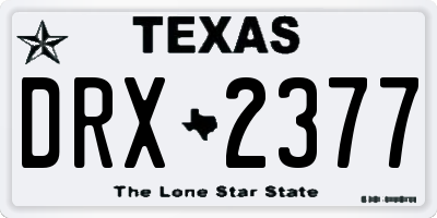 TX license plate DRX2377