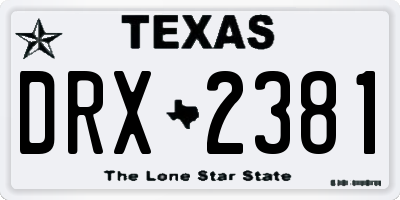 TX license plate DRX2381