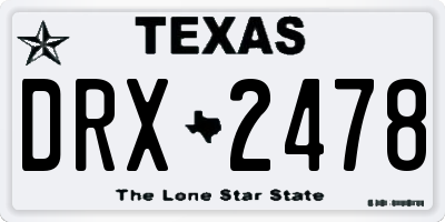 TX license plate DRX2478
