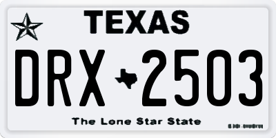 TX license plate DRX2503