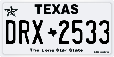 TX license plate DRX2533