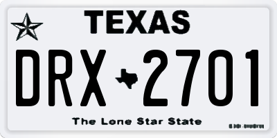 TX license plate DRX2701