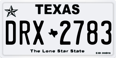 TX license plate DRX2783