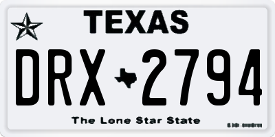TX license plate DRX2794