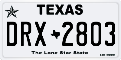 TX license plate DRX2803