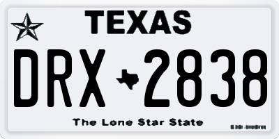 TX license plate DRX2838
