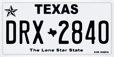 TX license plate DRX2840