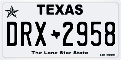 TX license plate DRX2958