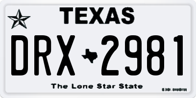 TX license plate DRX2981