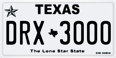 TX license plate DRX3000