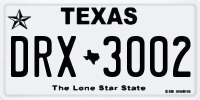 TX license plate DRX3002