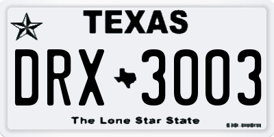 TX license plate DRX3003