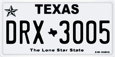 TX license plate DRX3005