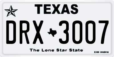TX license plate DRX3007