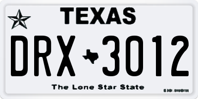 TX license plate DRX3012