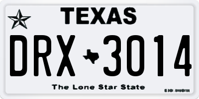 TX license plate DRX3014