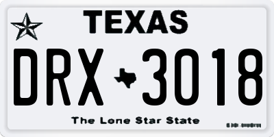TX license plate DRX3018