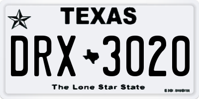 TX license plate DRX3020