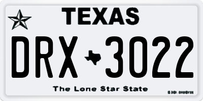 TX license plate DRX3022