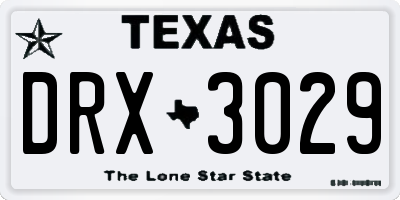 TX license plate DRX3029