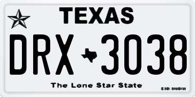 TX license plate DRX3038