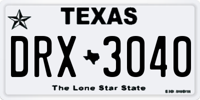 TX license plate DRX3040