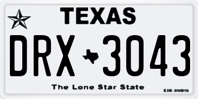 TX license plate DRX3043