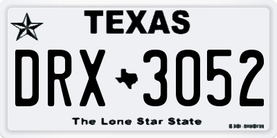 TX license plate DRX3052
