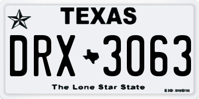 TX license plate DRX3063