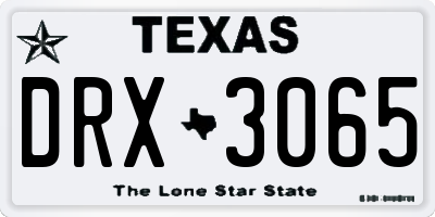 TX license plate DRX3065