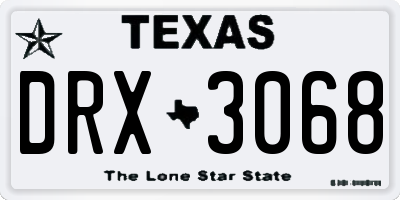 TX license plate DRX3068