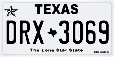 TX license plate DRX3069