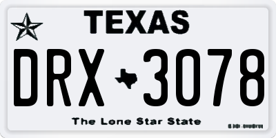 TX license plate DRX3078