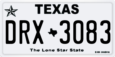 TX license plate DRX3083