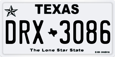 TX license plate DRX3086