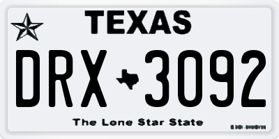 TX license plate DRX3092