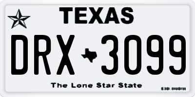 TX license plate DRX3099