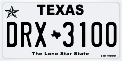 TX license plate DRX3100