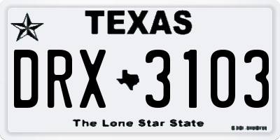 TX license plate DRX3103