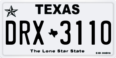 TX license plate DRX3110