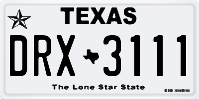 TX license plate DRX3111