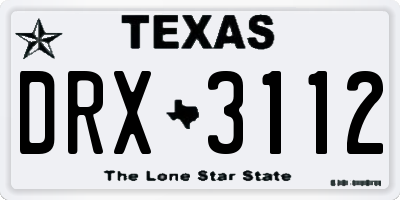 TX license plate DRX3112