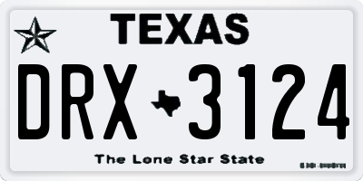 TX license plate DRX3124
