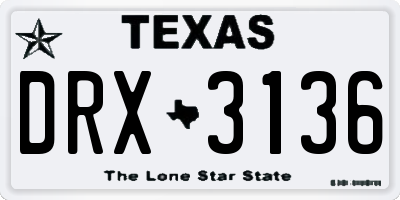 TX license plate DRX3136
