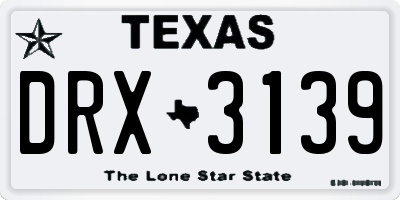 TX license plate DRX3139