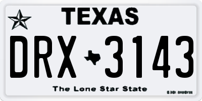 TX license plate DRX3143
