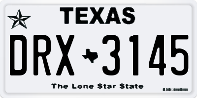 TX license plate DRX3145