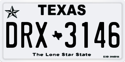 TX license plate DRX3146