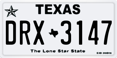 TX license plate DRX3147
