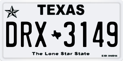 TX license plate DRX3149